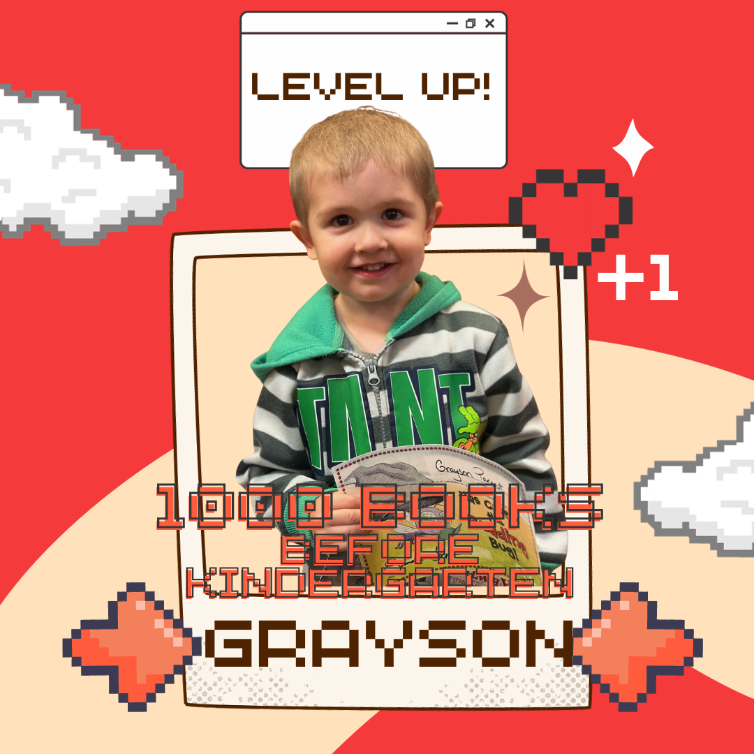 Grayson P. completed his 1000 Books Before Kindergarten in 2023.
