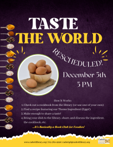 Reschedule alert for Taste the World event.