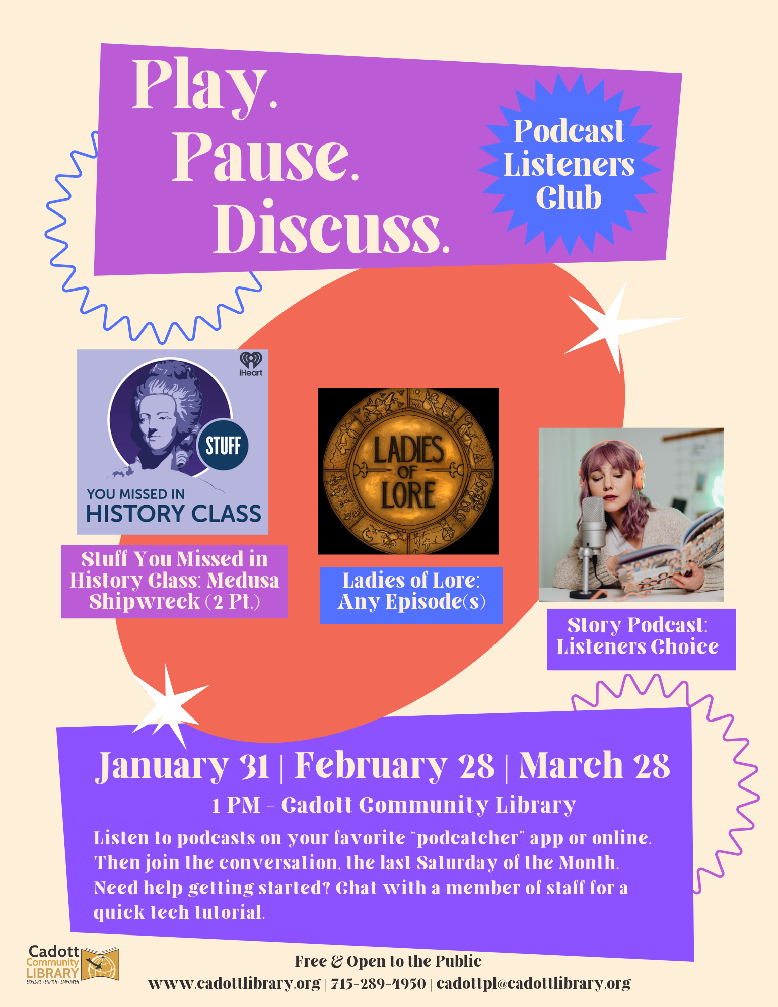 Flyer detailing Pod Cast Club.